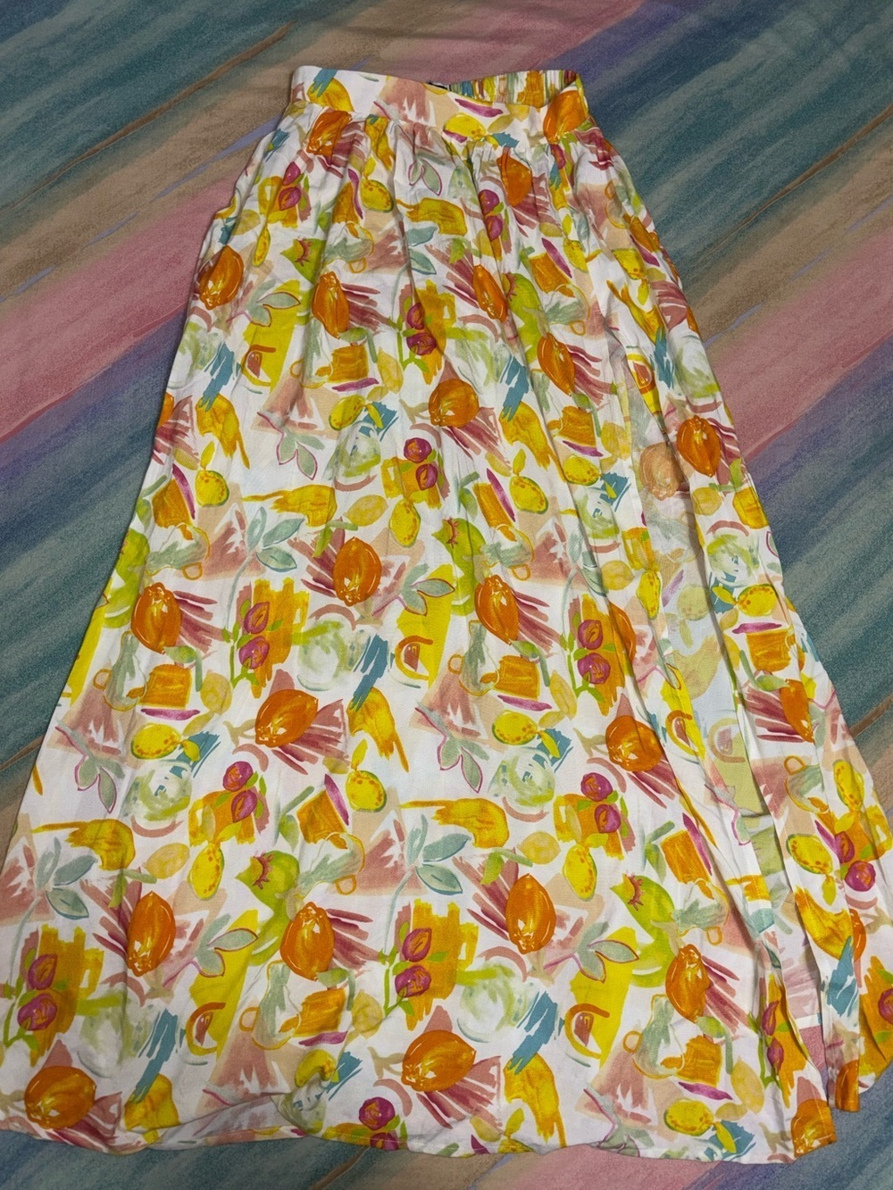 RUNAWAY THE LABEL Zola Maxi Skirt citrus print size S